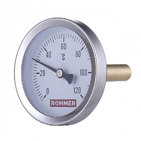 Термометр ROMMER, 0-120°C, корпус 63 мм, 1/2" (длина штока 75 мм)